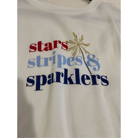 Crown & Ivy striped lightweight sweatshirt Stars and Stripes size Large - Picture 2 of 5